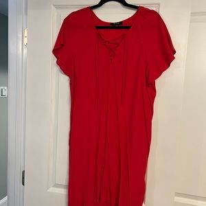 Madewell red lace up dress
